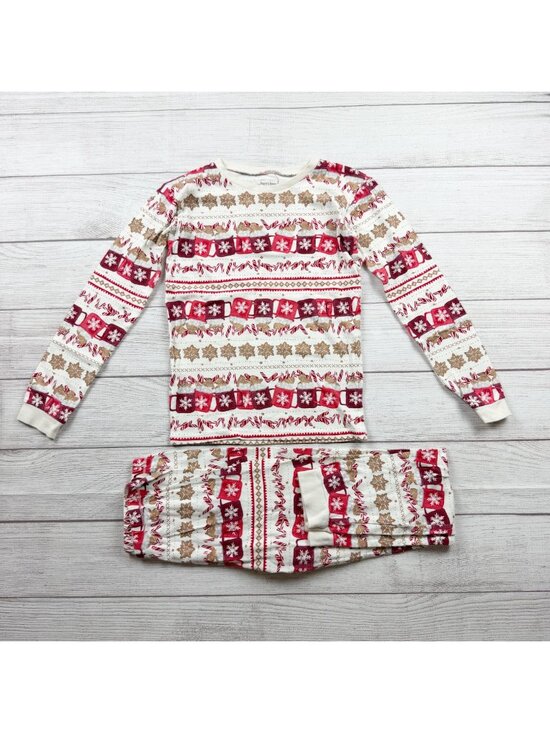 Burt's Bees Other - Burt's Bees Kids Holiday Pajama Set Red White Snowflake Candy Cane Pattern 10
